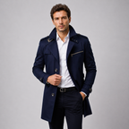 Herren Trenchcoat Slim Fit – eleganter Übergangsmantel mit Schulterklappen und Ärmelriegeln