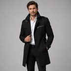 Herren Trenchcoat Slim Fit – eleganter Übergangsmantel mit Schulterklappen und Ärmelriegeln