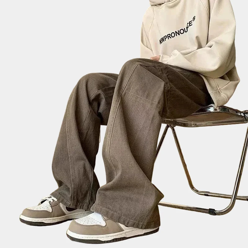 Herren Wide-Leg-Jeans aus Denim mit weiter Passform, Waschoptik und seitlicher Aufsatztasche