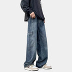 Herren Wide-Leg-Jeans aus Denim mit weiter Passform, Waschoptik und seitlicher Aufsatztasche