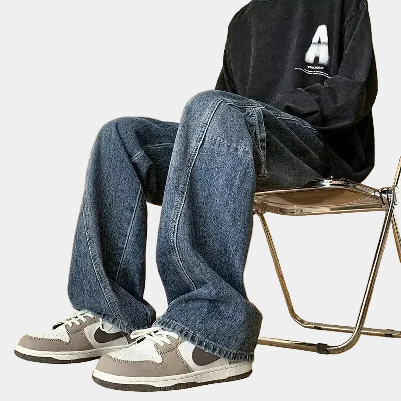 Herren Wide-Leg-Jeans aus Denim mit weiter Passform, Waschoptik und seitlicher Aufsatztasche