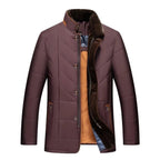 Herren Winter Steppjacke tailliert mit Kunstfellkragen – elegante Winterjacke mit Stehkragen