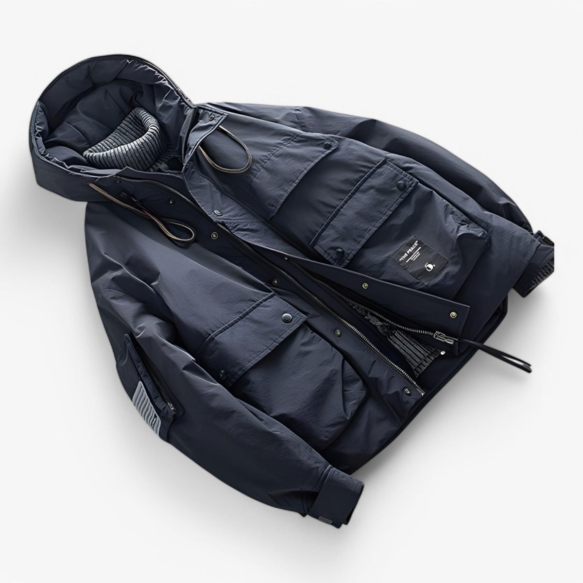 Herren Winterparka wattiert und wasserdicht mit Kapuze – Outdoor Jacke im Cargo-Stil