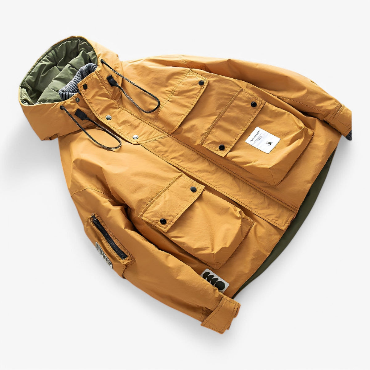 Herren Winterparka wattiert und wasserdicht mit Kapuze – Outdoor Jacke im Cargo-Stil