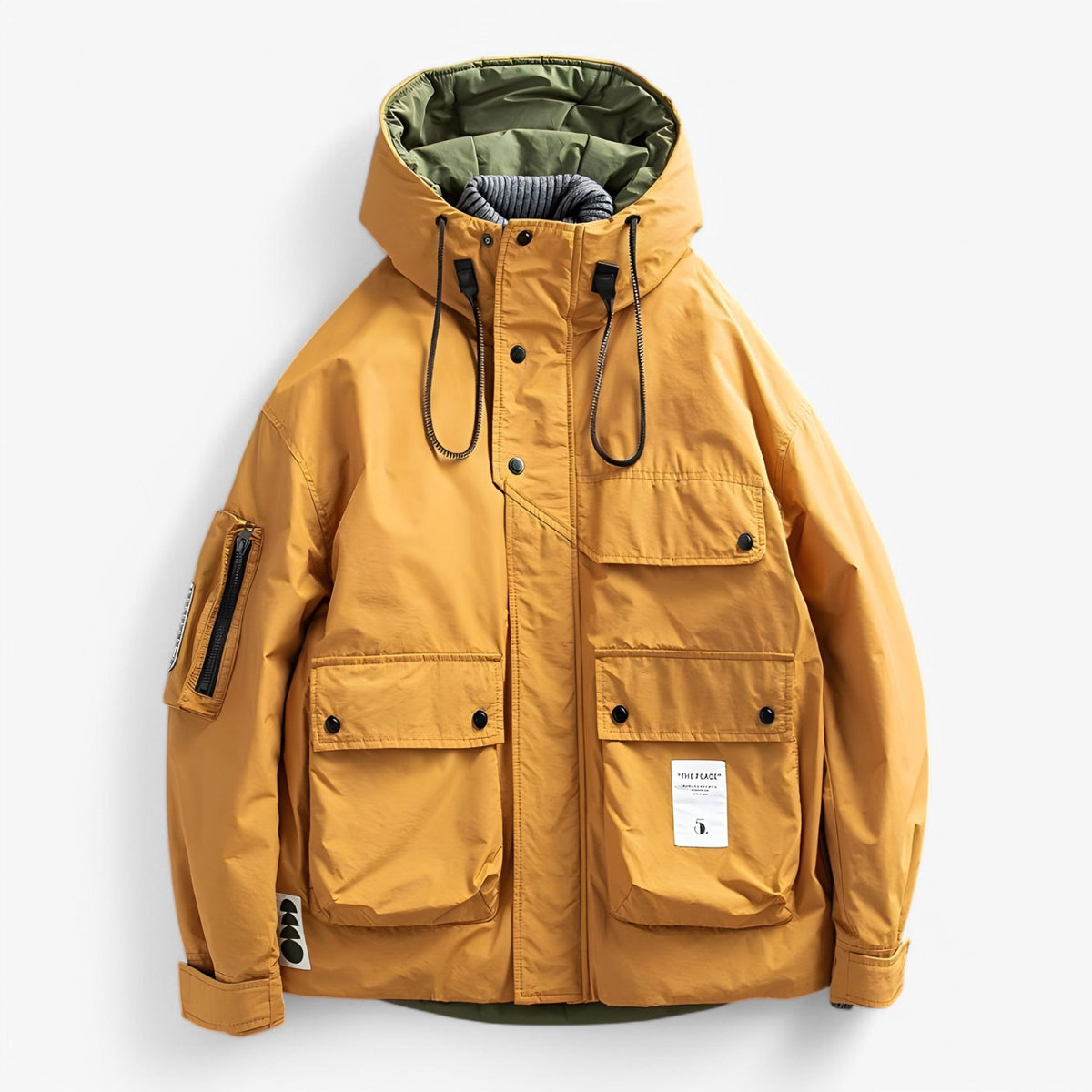 Herren Winterparka wattiert und wasserdicht mit Kapuze – Outdoor Jacke im Cargo-Stil