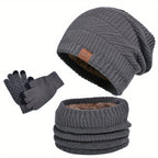 Herren Winterset mit Mütze, Loop-Schal & Touchscreen-Handschuhen – Gefüttert