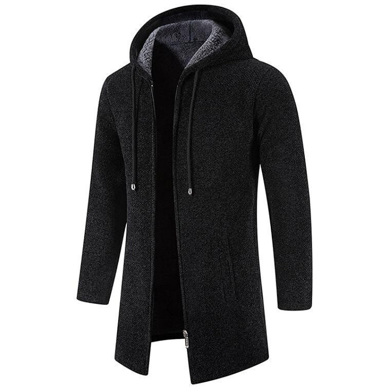 Herren Wolljacke mit Kapuze, weicher Wollmischung und lockerem Schnitt