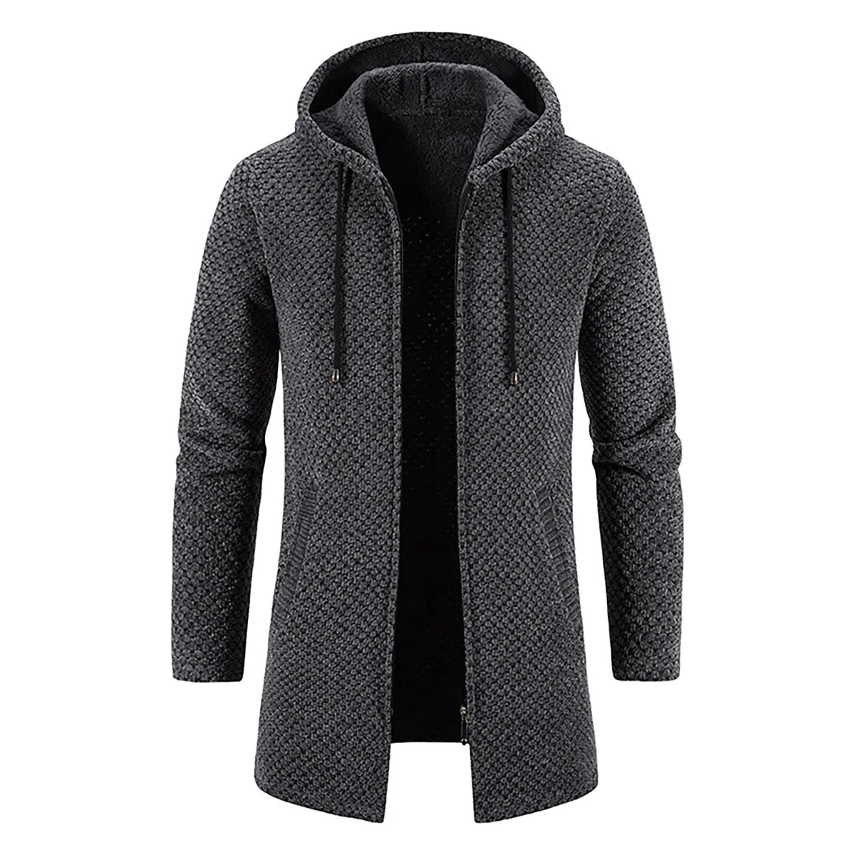 Herren Wolljacke mit Kapuze, weicher Wollmischung und lockerem Schnitt