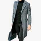 Herren Langer Wollmantel – Eleganter Wintermantel mit Reverskragen, Einreiher