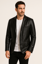 Herren klassische PU-Lederjacke mit figurbetontem Schnitt und vielseitigem Design
