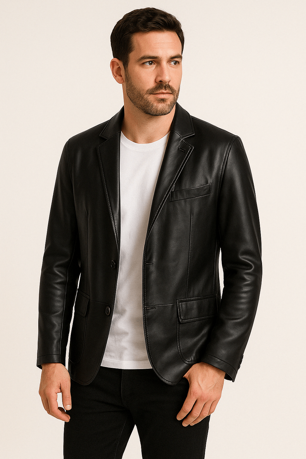 Herren klassische PU-Lederjacke mit figurbetontem Schnitt und vielseitigem Design