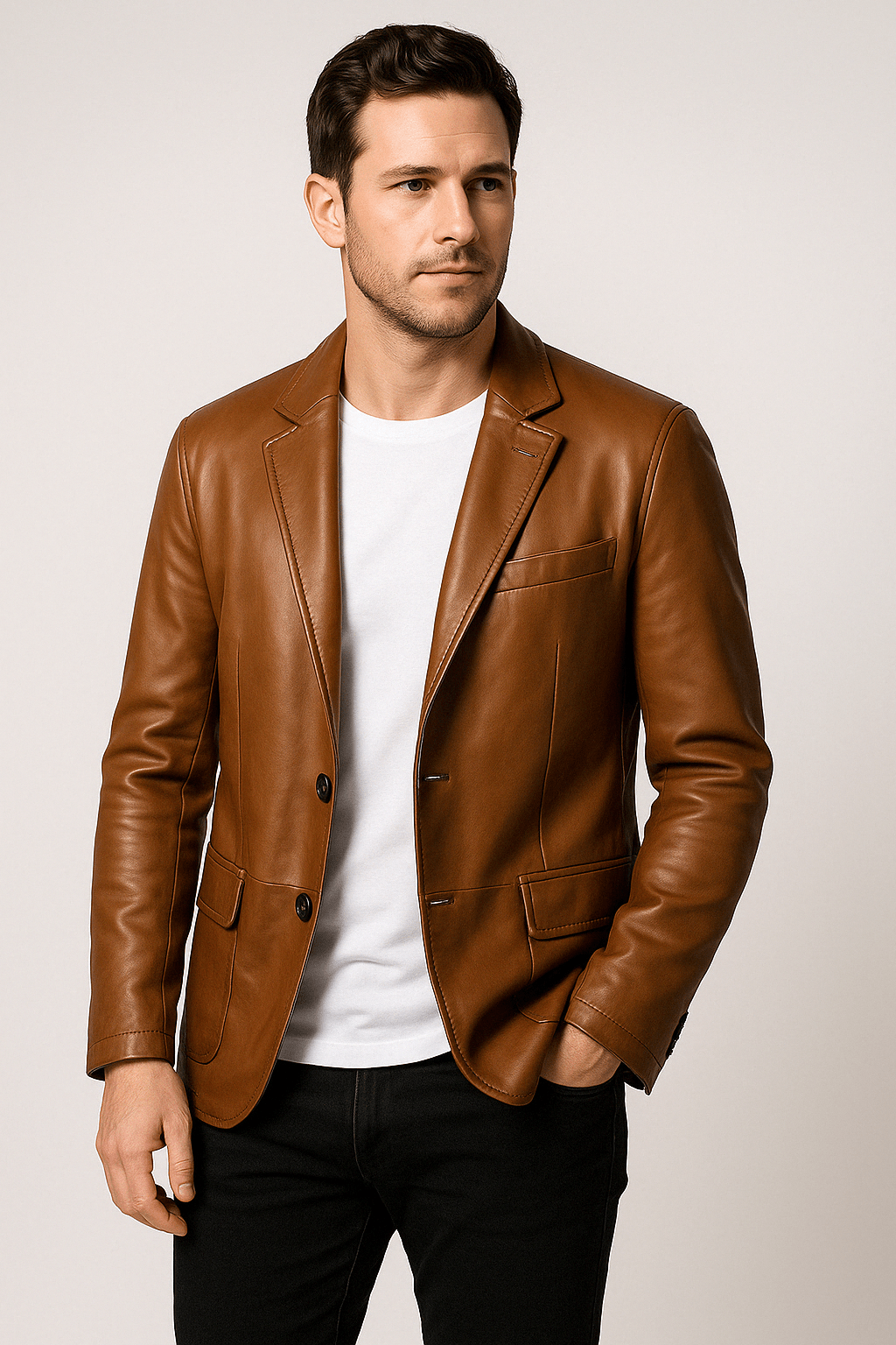 Herren klassische PU-Lederjacke mit figurbetontem Schnitt und vielseitigem Design