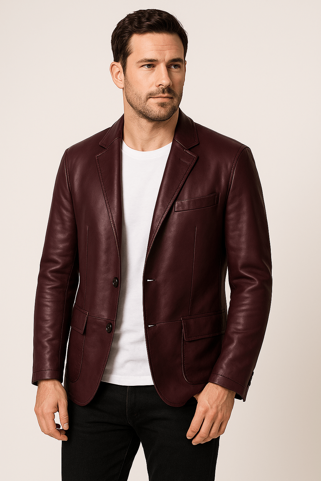 Herren klassische PU-Lederjacke mit figurbetontem Schnitt und vielseitigem Design