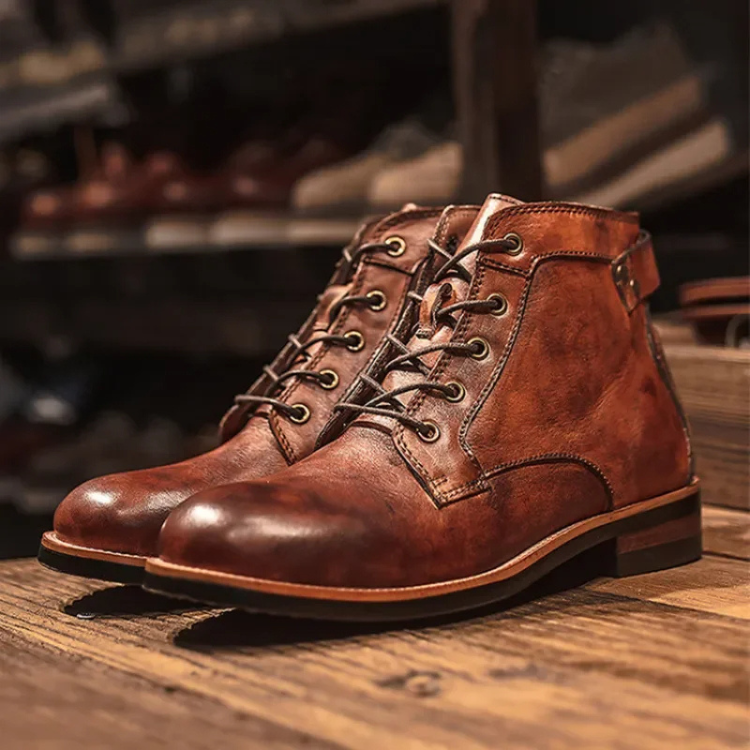 Herren lässige Schnürstiefeletten mit gepolstertem Schaft und robuster Sohle