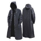 Herren Regenmantel Schwarz mit Kapuze – Langer Wasserabweisender Regenparka
