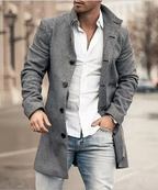 Herren Kurzmantel mit Reverskragen – Wollmantel-Optik mit Karo- & Patchwork-Muster