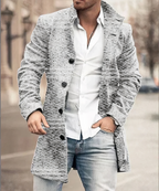 Herren Kurzmantel mit Reverskragen – Wollmantel-Optik mit Karo- & Patchwork-Muster