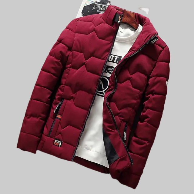 Herren Steppjacke mit Stehkragen – Warme Winterjacke mit Wellen-Steppung