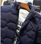 Herren Steppjacke mit Stehkragen – Warme Winterjacke mit Wellen-Steppung