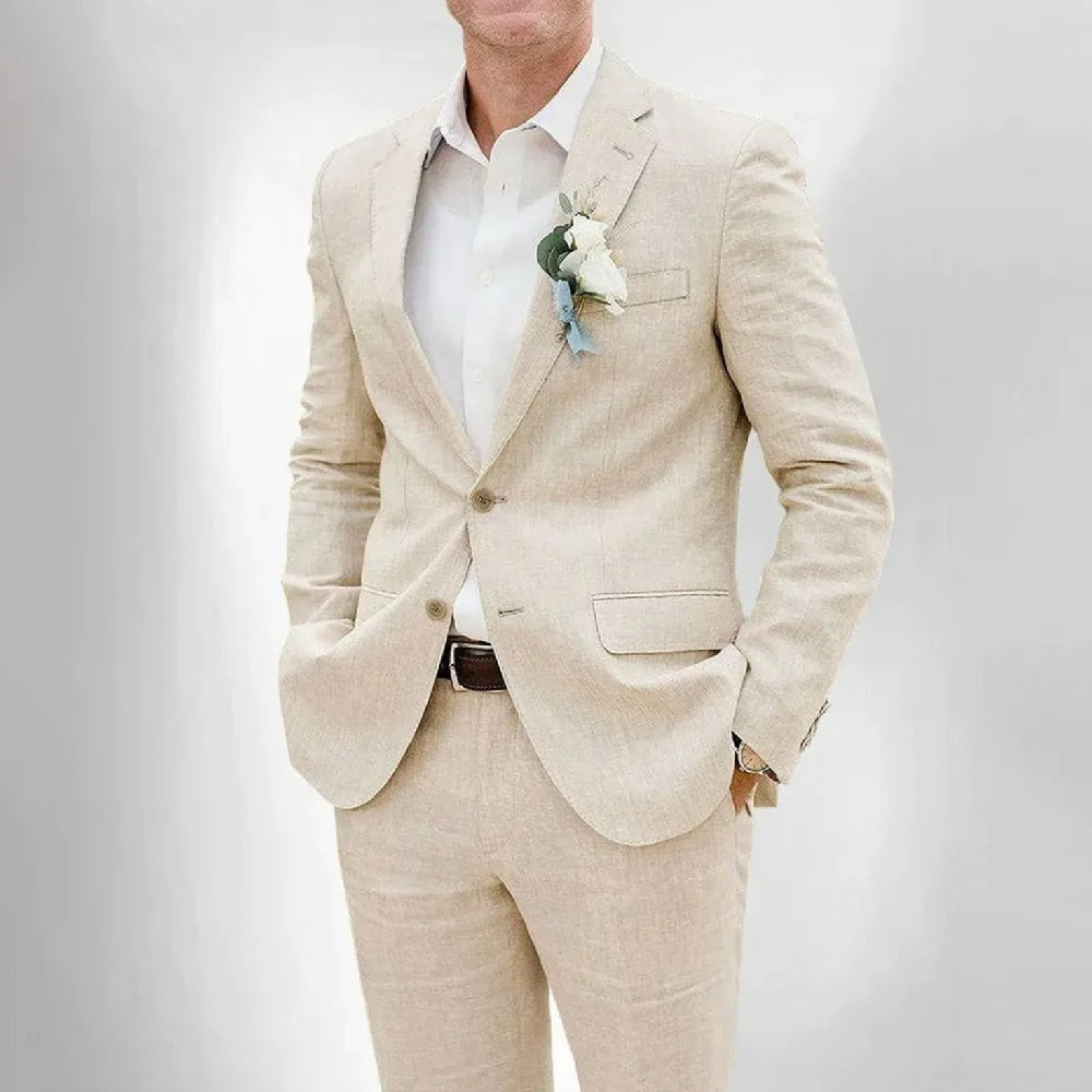 Herrenanzug aus Leinen im Slim Fit mit lässigem Stil