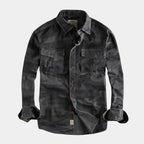 Herren Camo Hemd Military Style mit zwei Brusttaschen – Langarm Hemdjacke