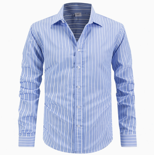 Herren Streifenhemd Slim Fit Langarm – klassisches Business Hemd gestreift