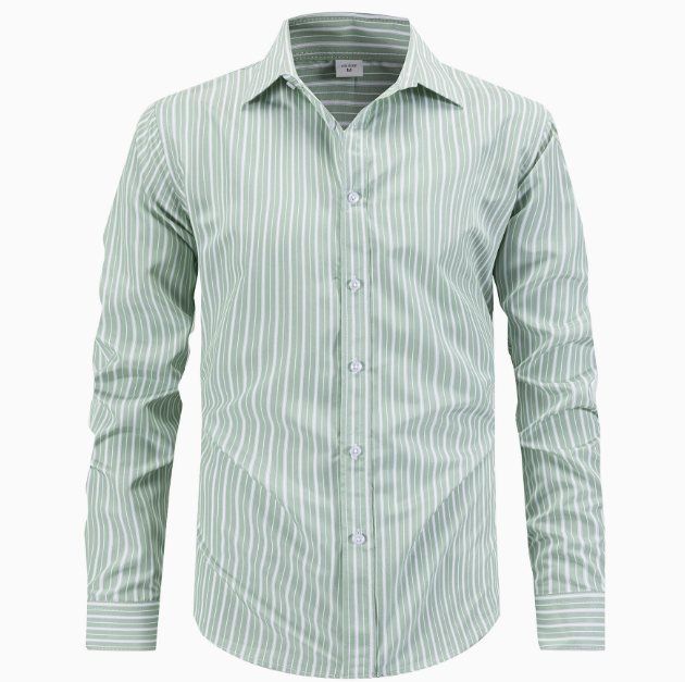Herren Streifenhemd Slim Fit Langarm – klassisches Business Hemd gestreift