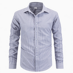 Herren Streifenhemd Slim Fit Langarm – klassisches Business Hemd gestreift