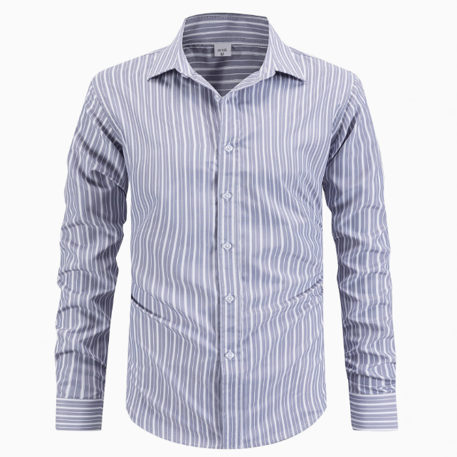 Herren Streifenhemd Slim Fit Langarm – klassisches Business Hemd gestreift