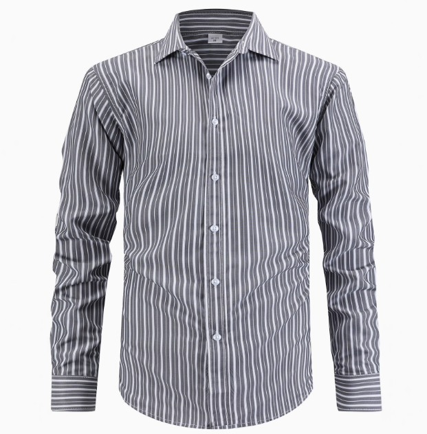 Herren Streifenhemd Slim Fit Langarm – klassisches Business Hemd gestreift