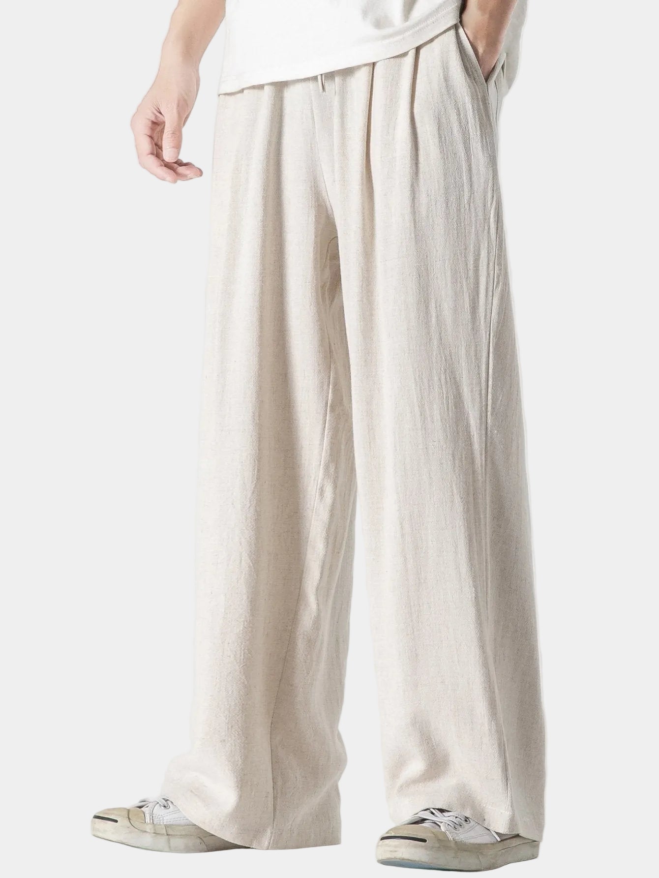 Herrenhose mit weitem Schnitt, elastischem Bund und Kordelzug