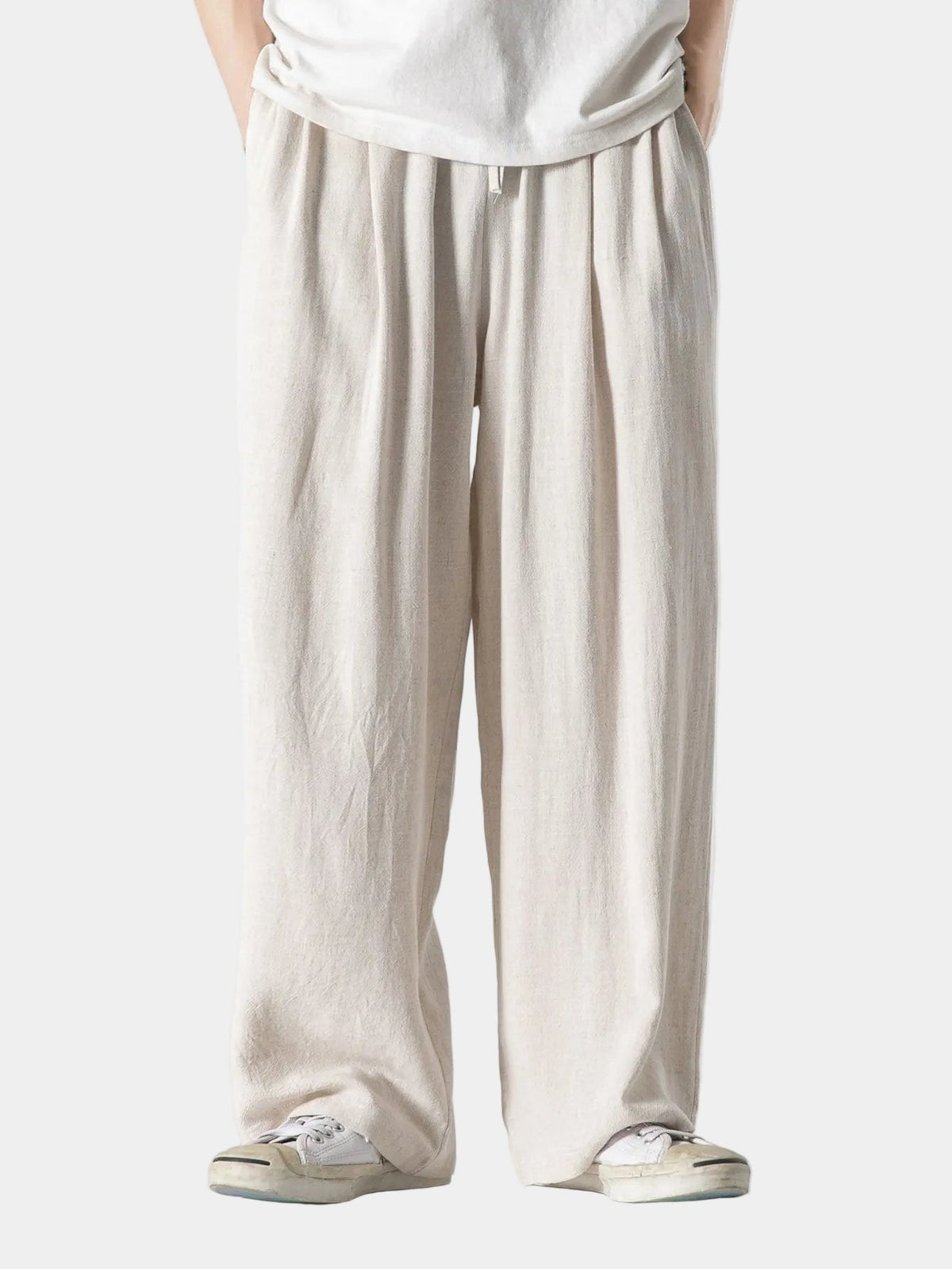 Herrenhose mit weitem Schnitt, elastischem Bund und Kordelzug