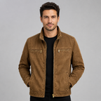 Herren Übergangsjacke aus Baumwolle mit Stehkragen – Canvas Jacke im Washed-Look