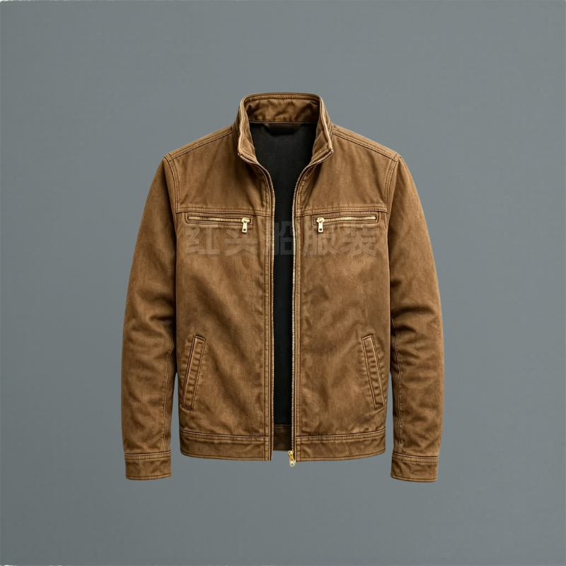 Herren Übergangsjacke aus Baumwolle mit Stehkragen – Canvas Jacke im Washed-Look