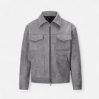 Herren Suede Jacke Oversize in Wildlederoptik – Übergangsjacke mit Pattentaschen