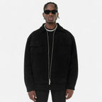 Herren Suede Jacke Oversize in Wildlederoptik – Übergangsjacke mit Pattentaschen