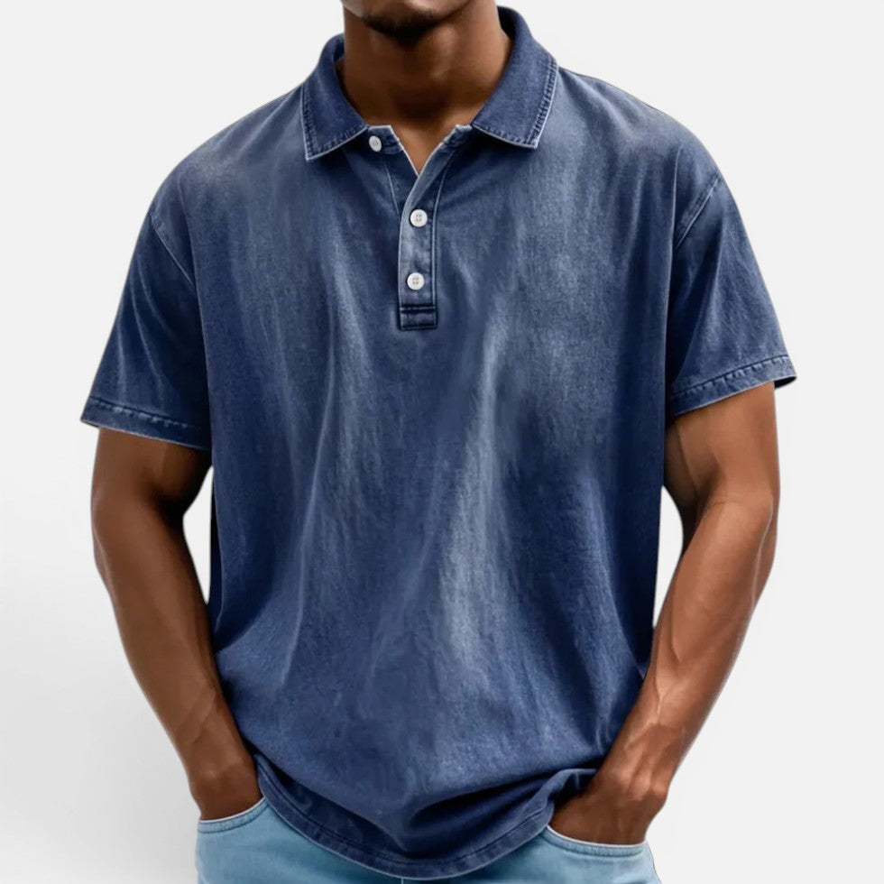 Poloshirt Kurzarm Baumwolloptik Umlegekragen Knopfleiste
