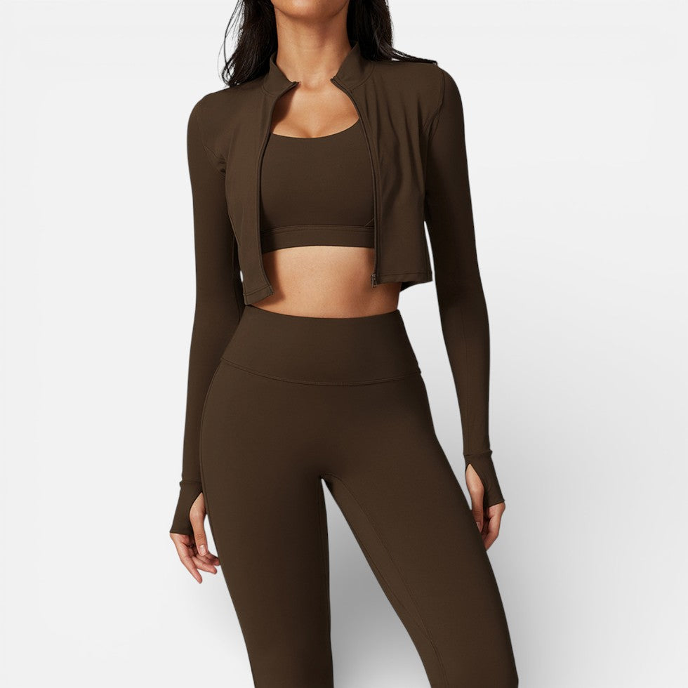 Women's Sports Leggings Set with Long-Sleeve Top