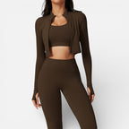 Women's Sports Leggings Set with Long-Sleeve Top