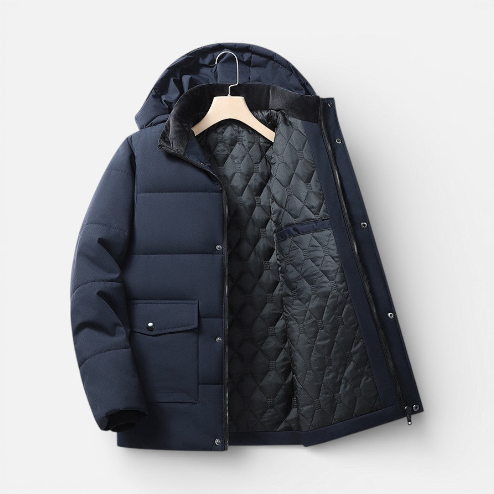 Herren Winterjacke mit Kapuze und warmem Innenfutter