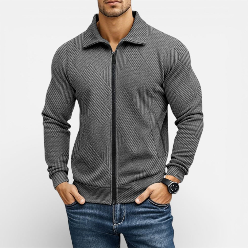 Herren Strickjacke mit Reißverschluss und Strukturmuster