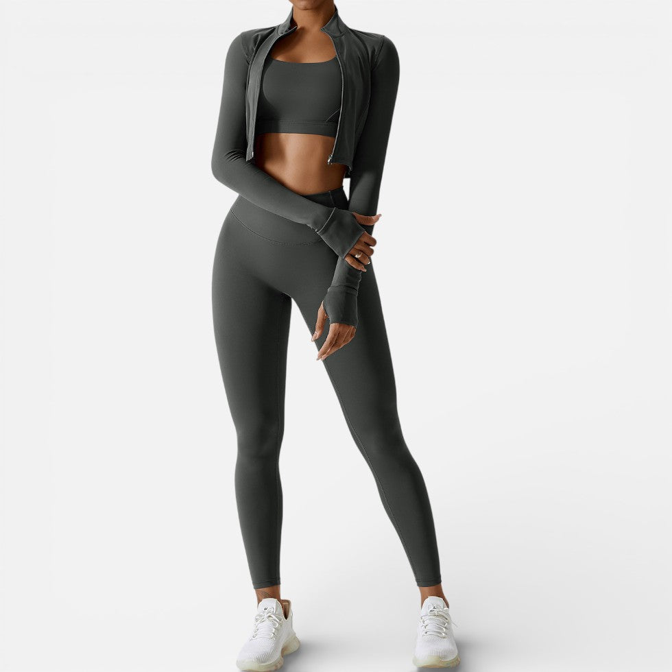 Women's Sports Leggings Set with Long-Sleeve Top