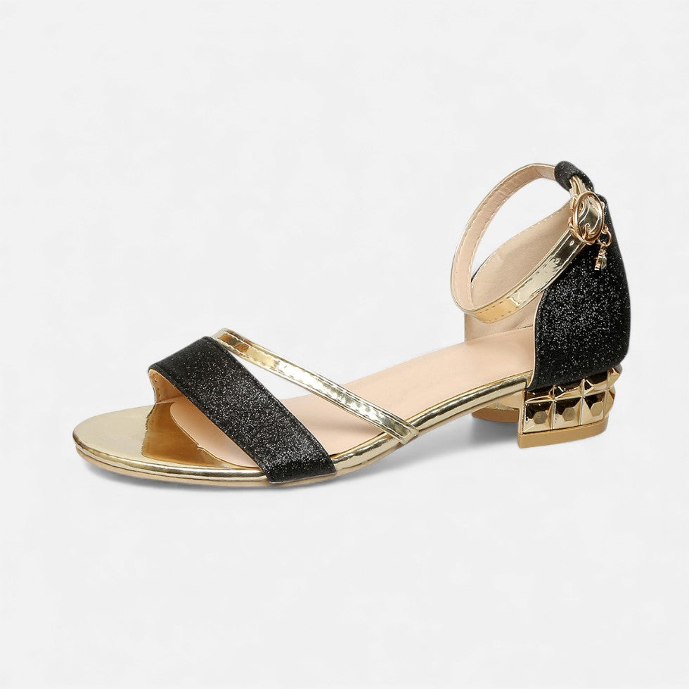 Women's sandals with shiny detail and ankle strap