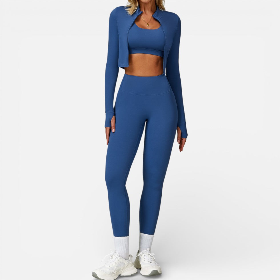 Women's Sports Leggings Set with Long-Sleeve Top