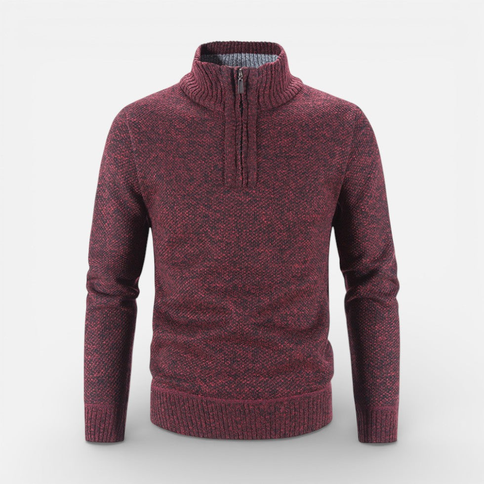 Herren Strickpullover mit Stehkragen und Reissverschluss