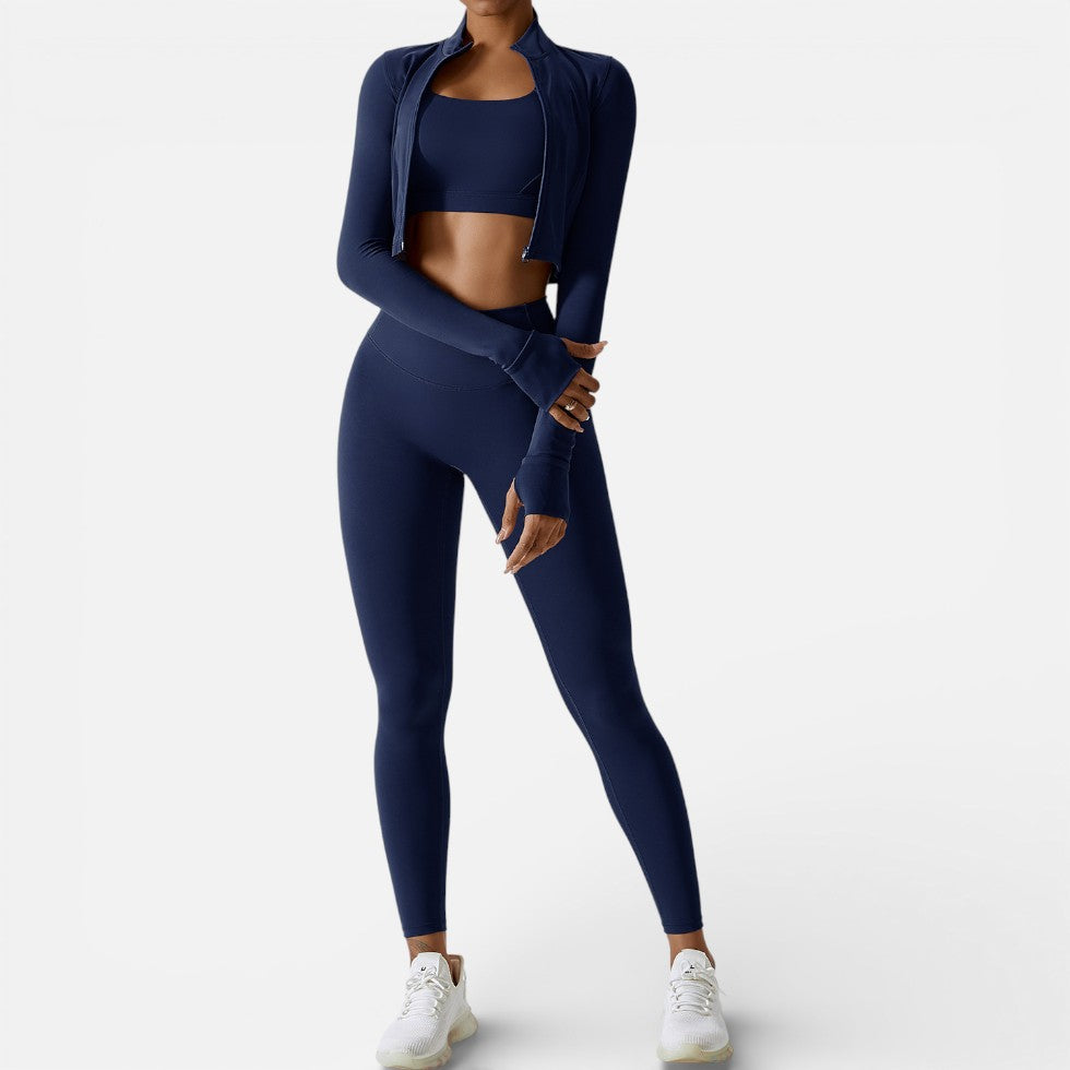 Women's Sports Leggings Set with Long-Sleeve Top
