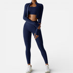 Women's Sports Leggings Set with Long-Sleeve Top
