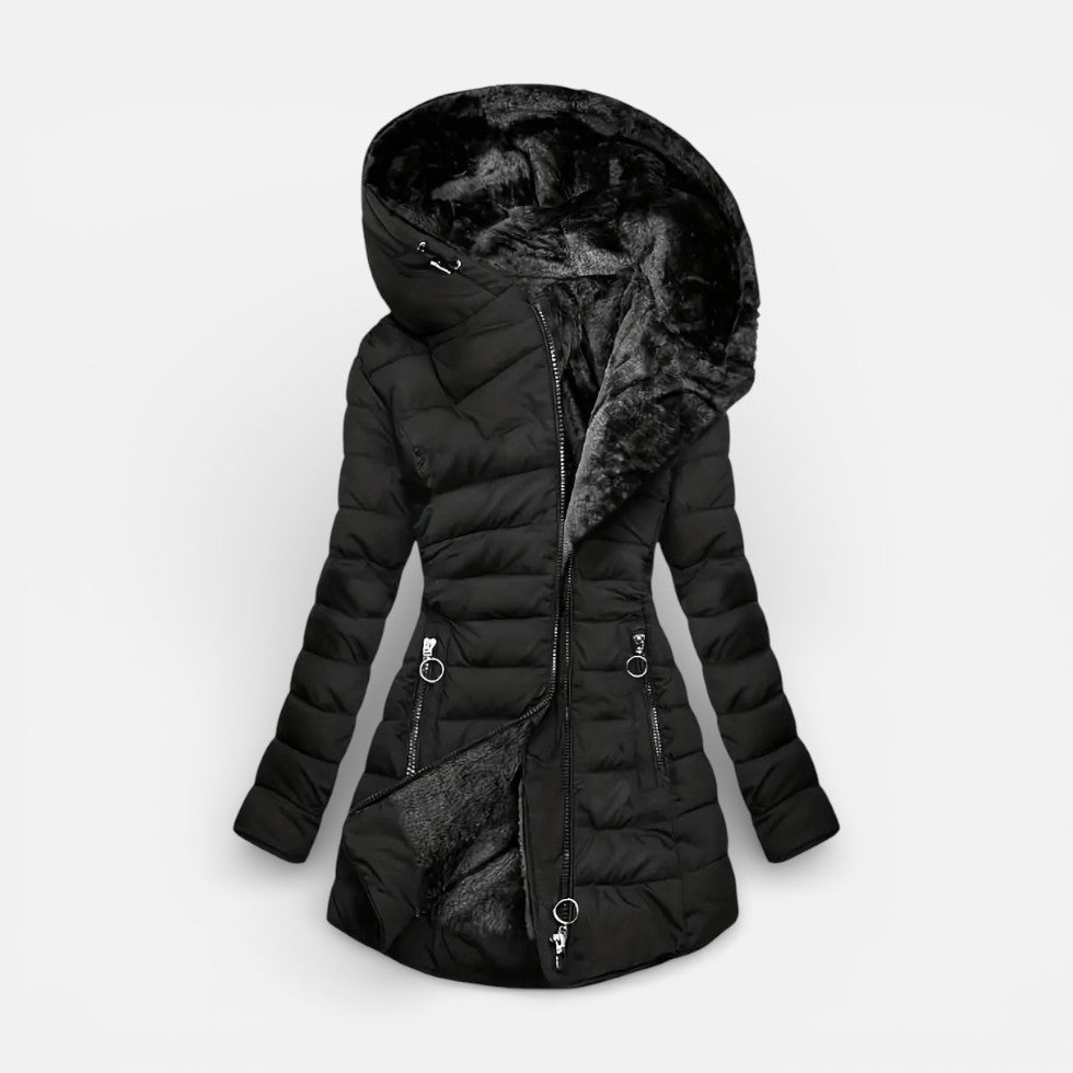 Damen Steppjacke mit Kapuze und warmem Innenfutter