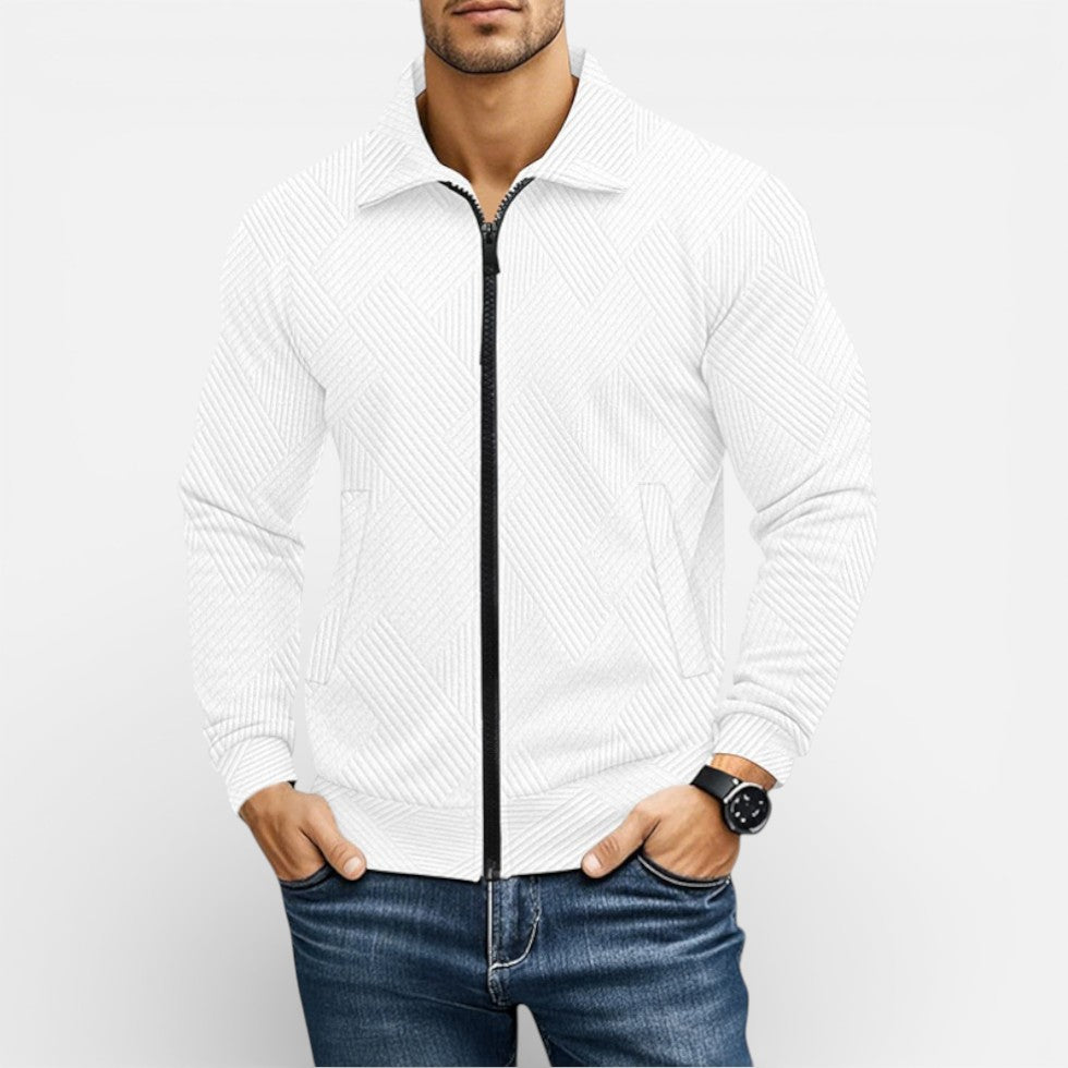 Herren Strickjacke mit Reißverschluss und Strukturmuster