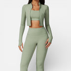 Women's Sports Leggings Set with Long-Sleeve Top